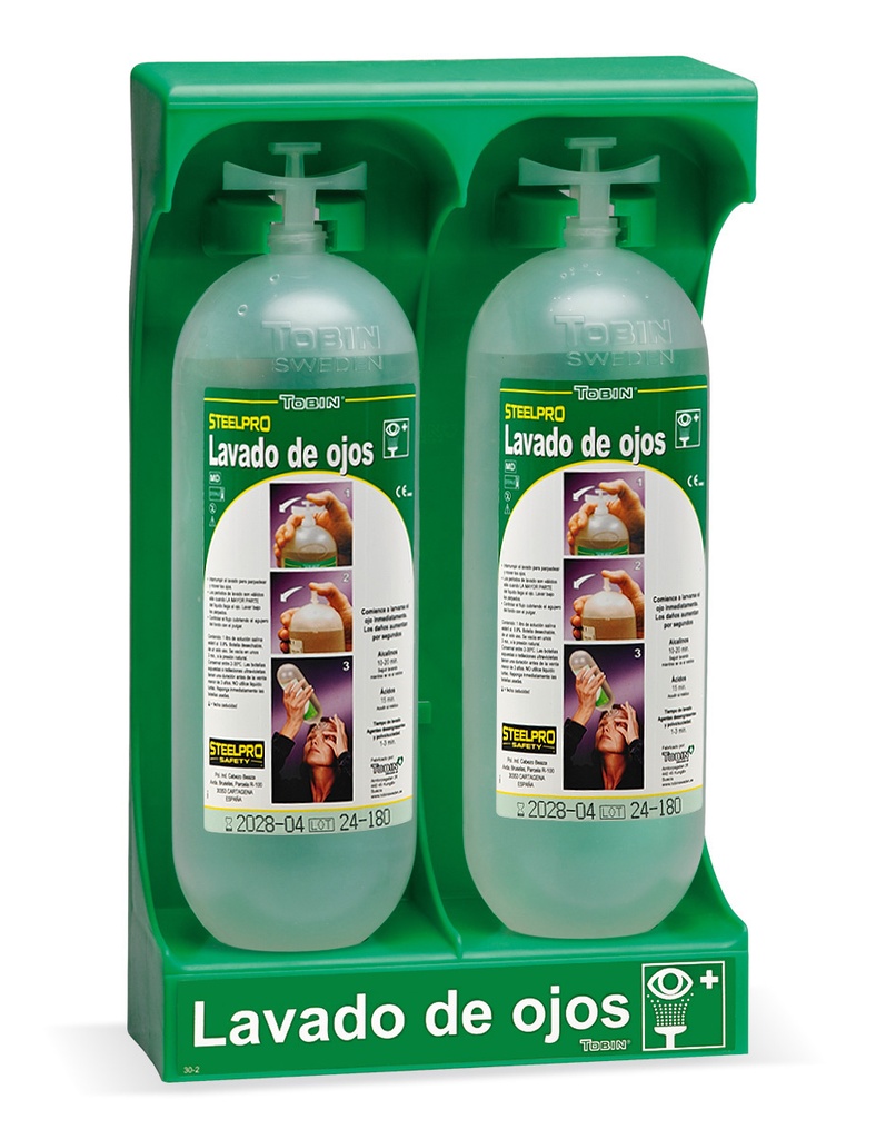 Estación 2 botellas lavaojos 1L