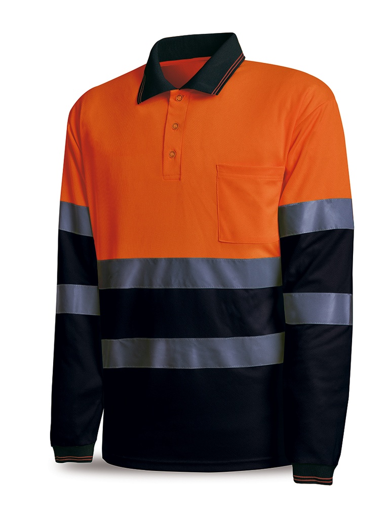 Polo BICOL.AV MANG.LARGA NARANJ/AZUL