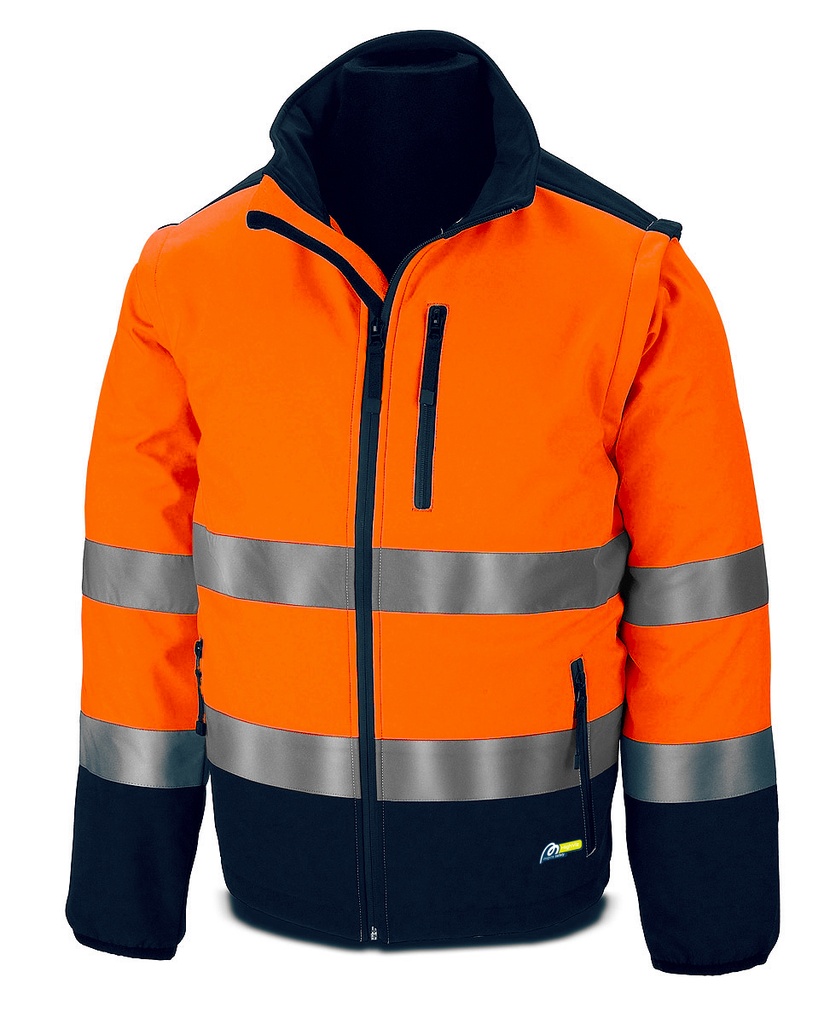 Cazadora tipo softshell azul naranja