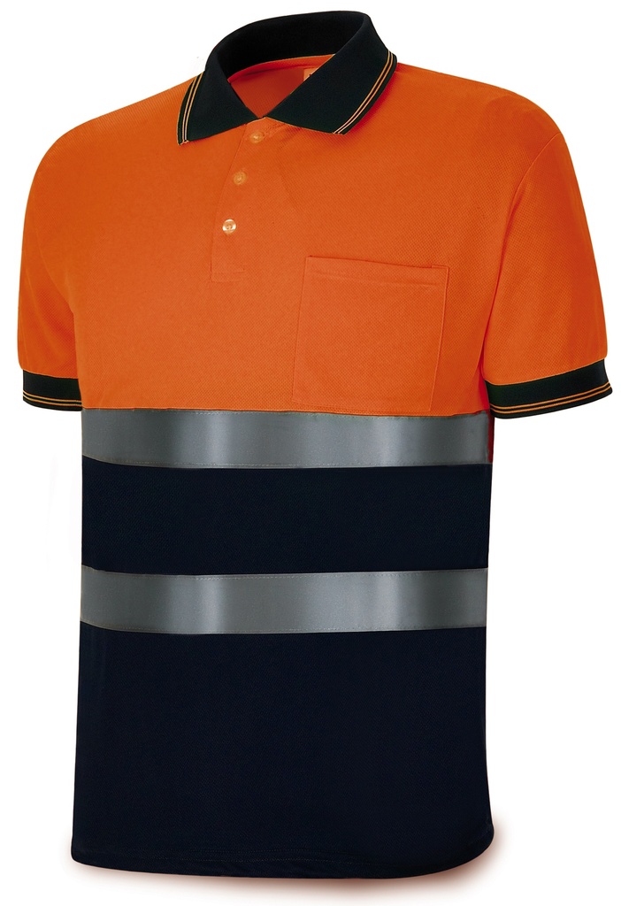 Polo BICOL.AV MANG.CORTA NARANJA/AZUL