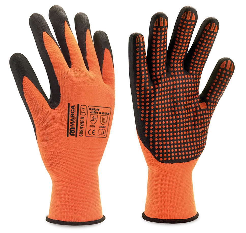 Guante nylon nitril foam ND naranja