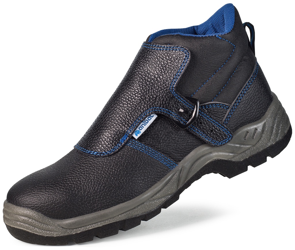 Bota vulcano piel metal negra