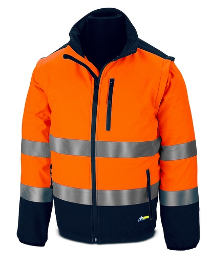 Cazadora tipo softshell azul naranja